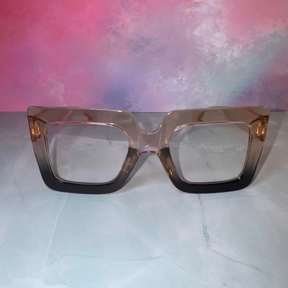 Brown Ombré Square Biz Fashion Glasses